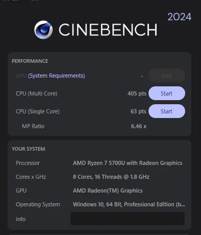 Cinebench 2024ベンチマーク結果